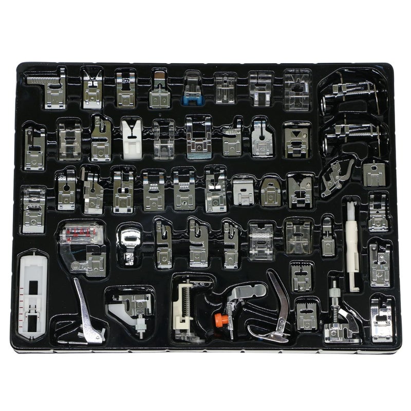 Stormshopping 52 PCS Universal Low Shank Sewing Machine Presser Foot Set for Brother, Singer, Janome, Elna, Toyota, New Home, Simplicity, Kenmore - Image 1